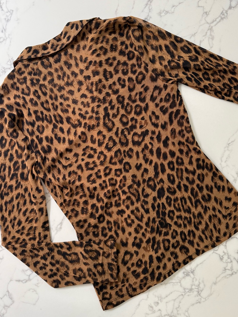 INC International Concepts Leopard Animal Print Ruffle Blouse - Size Large - Picture 2 of 2